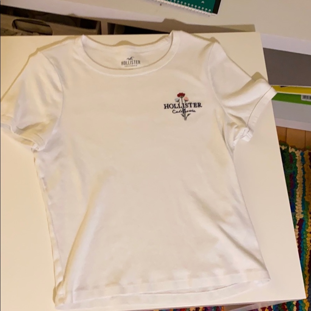 white hollister shirt with floral design!